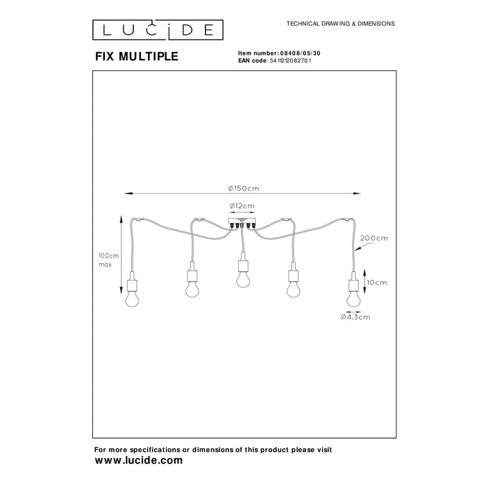 Lucide FIX Hanglamp - Zwart