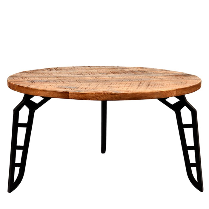 LABEL51 - Salontafel Flintstone - Rough Mangohout - Zwart Metaal