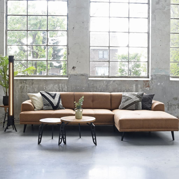 LABEL51 - Salontafel Flintstone - Rough Mangohout - Zwart Metaal