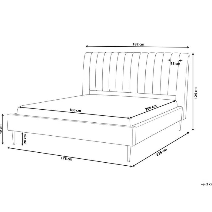 Beliani - MARVILLE - Tweepersoonsbed - Blauw - 160 x 200 cm - Fluweel