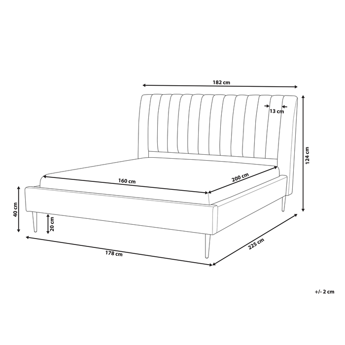 Beliani - MARVILLE - Tweepersoonsbed - Blauw - 160 x 200 cm - Fluweel