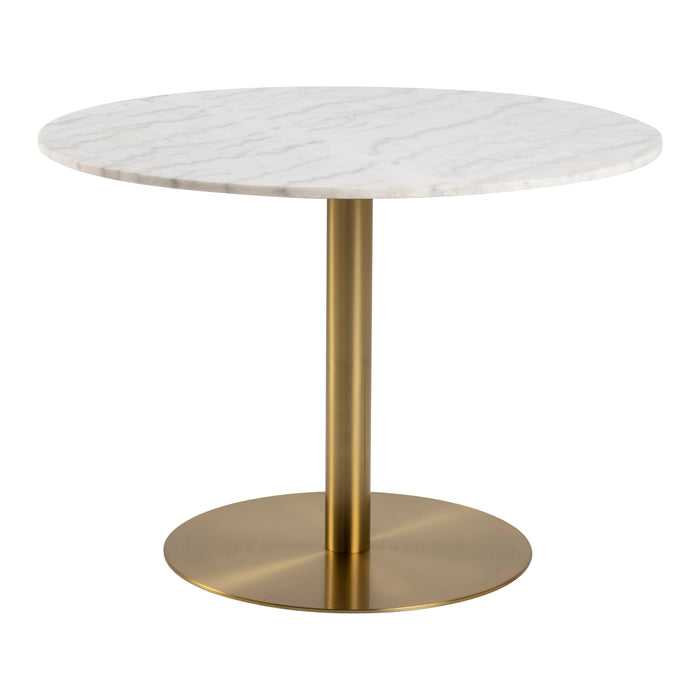 by fonQ Marble Eettafel Marmer - Ø 105 cm - Wit/Goud