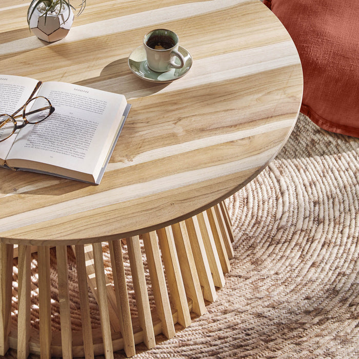 Kave Home Jeanette Salontafel - Ø 80 cm - Massief Teakhout - Naturel