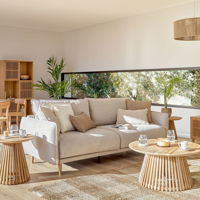 Kave Home Jeanette Salontafel - Ø 80 cm - Massief Teakhout - Naturel