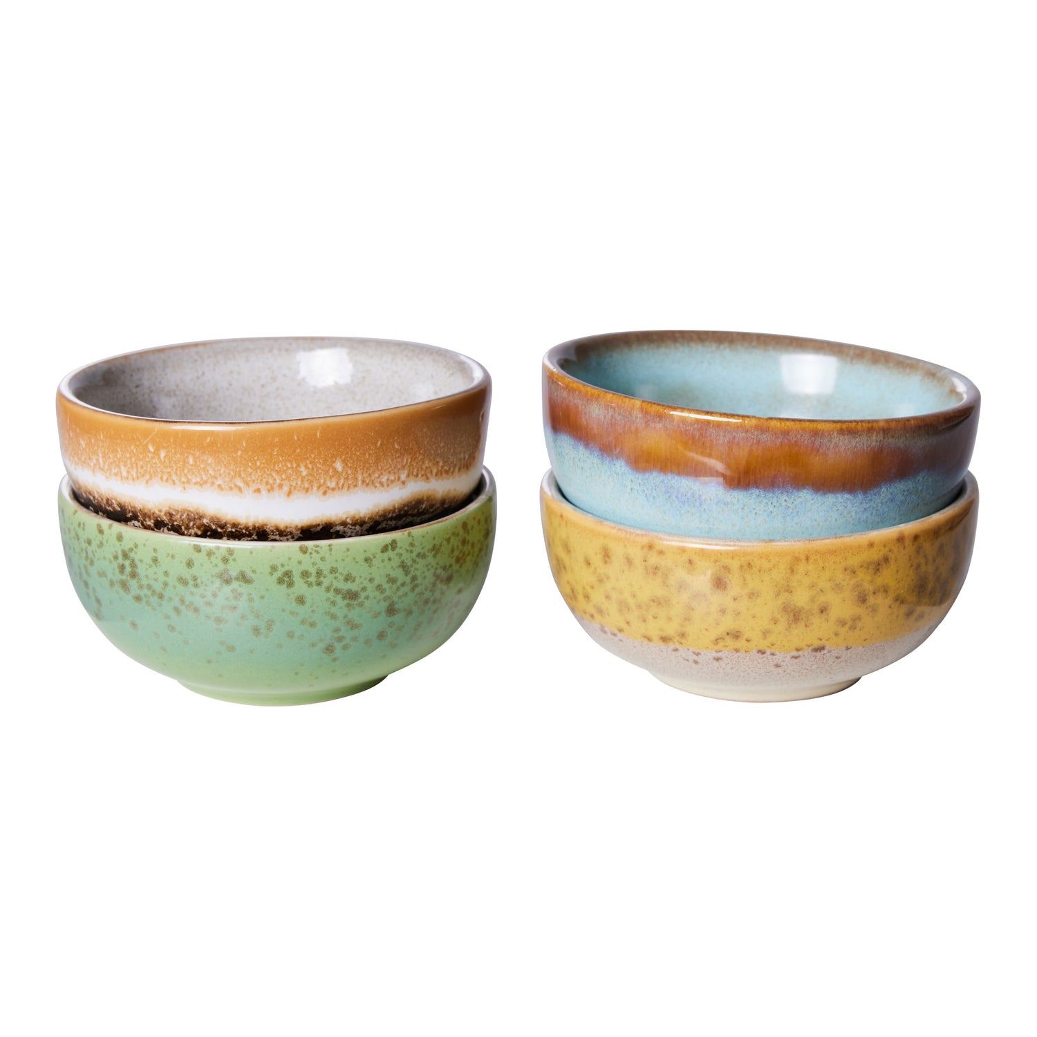 HKliving 70's Ceramics Kommetjes Ø 8,3 cm - Set van 4 - Castor