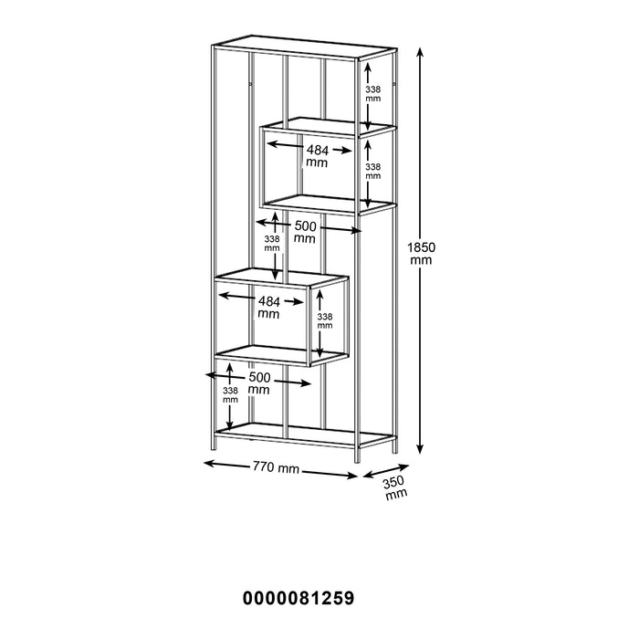 by fonQ  Jaxon Stellingkast 185 x 77 cm - Zwart / Goud
