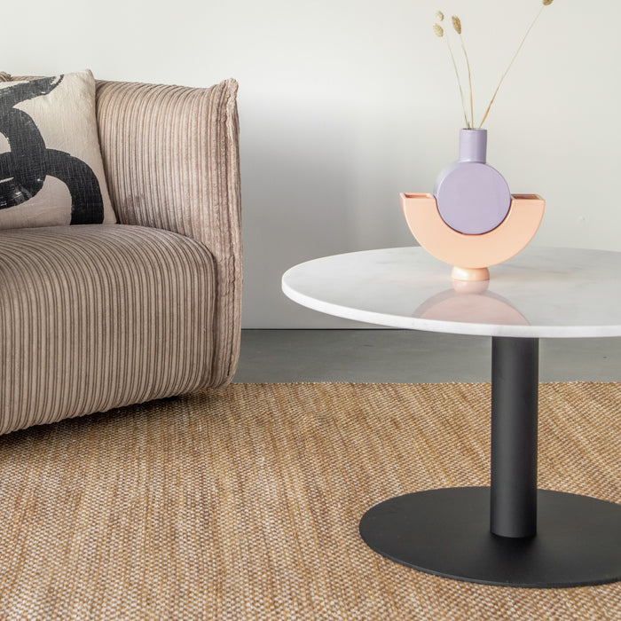 by fonQ Marble Salontafel Marmer - Ø 80 - Wit/Zwart