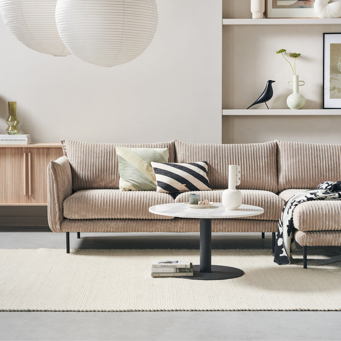 by fonQ Marble Salontafel Marmer - Ø 80 - Wit/Zwart