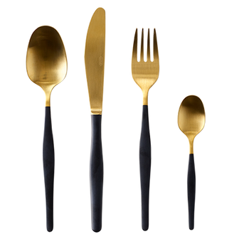 Gero Roos bestekset 24-delig - Zwart/Goud