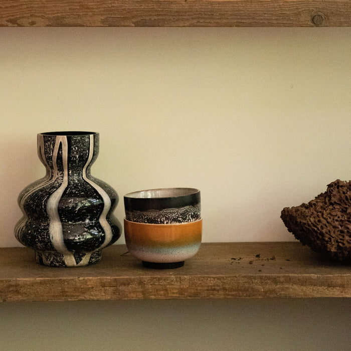 HKliving 70's Ceramics Noodle Kommen Ø 13,5 cm - Set van 4 - Groovy