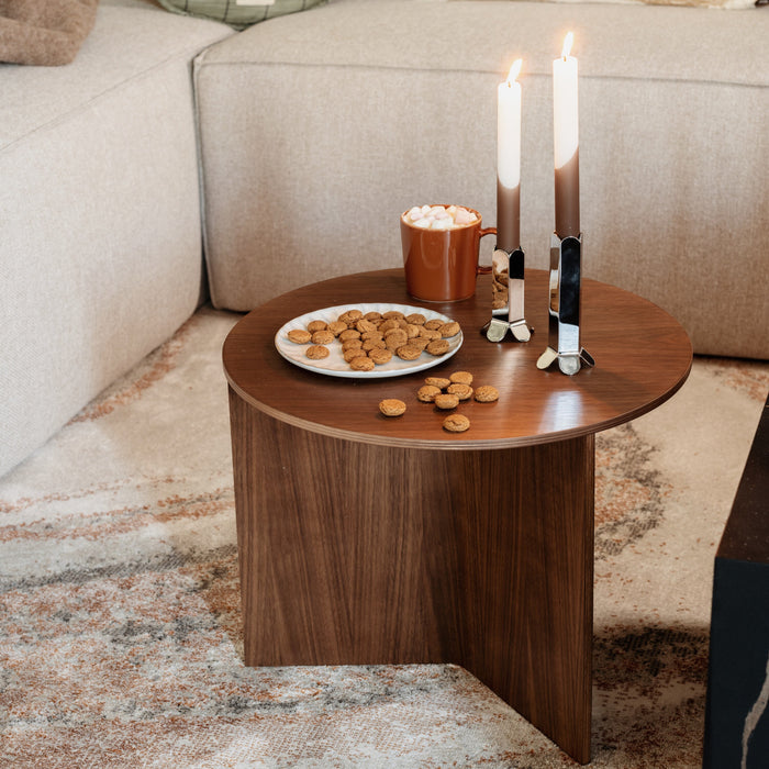 HAY Slit Table Wood Round Bijzettafel -  Ø 45 cm - Walnut