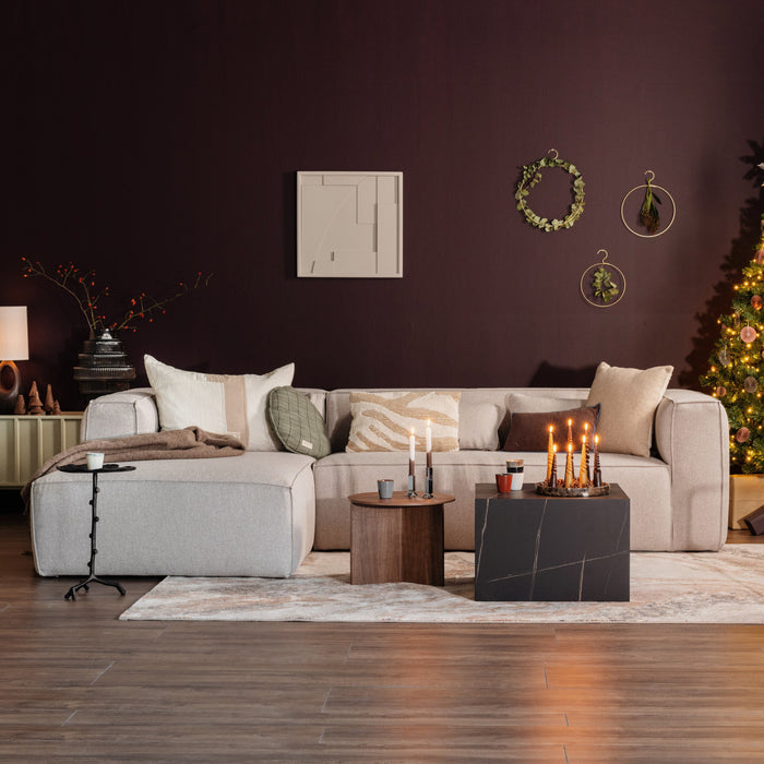 WOOOD Bean Hoekbank met Chaise Longue Links - Melange - Beige