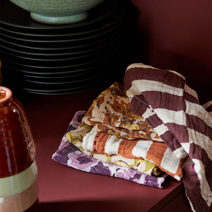 HKliving Striped Tangerine Servetten - Set van 2