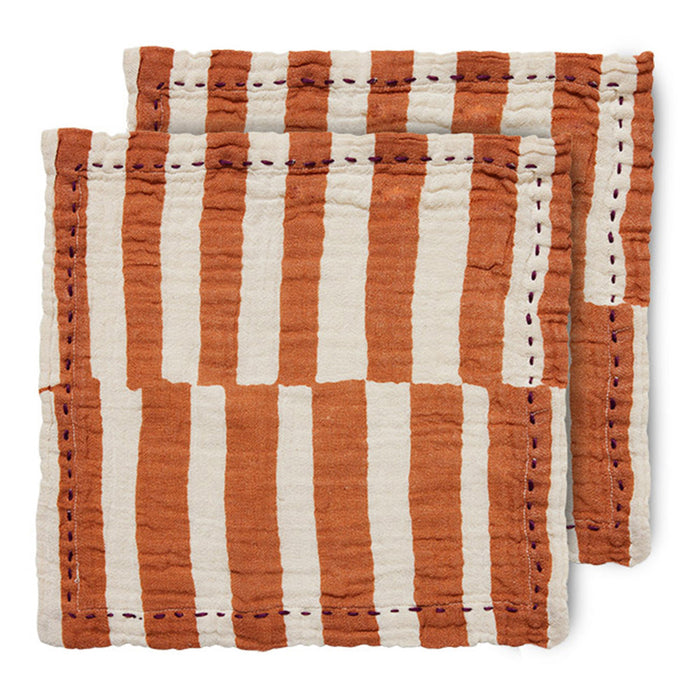 HKliving Striped Tangerine Servetten - Set van 2