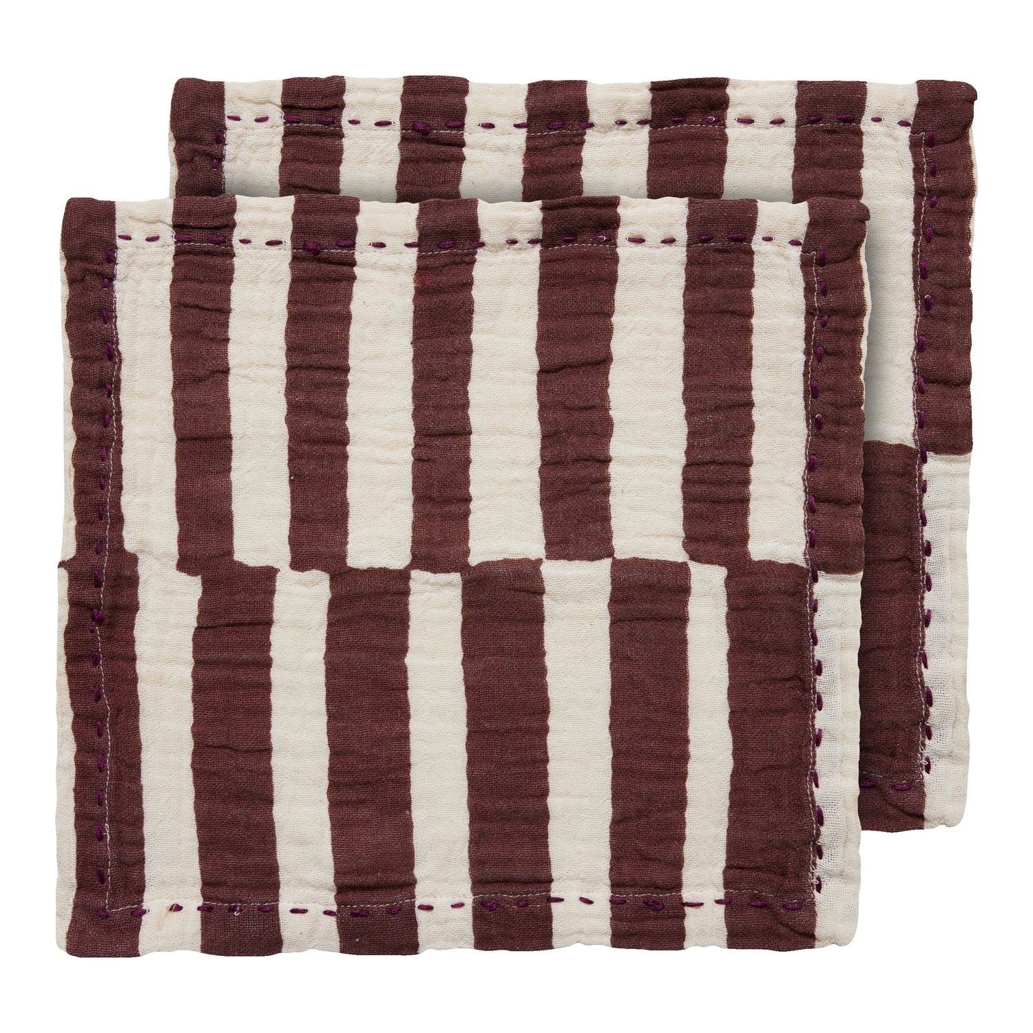 HKliving Striped Burgundy Servetten - Set van 2