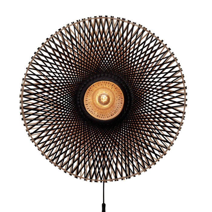 GOOD&MOJO Kalimantan Wandlamp Rond - Ø87cm - Zwart / Bamboe