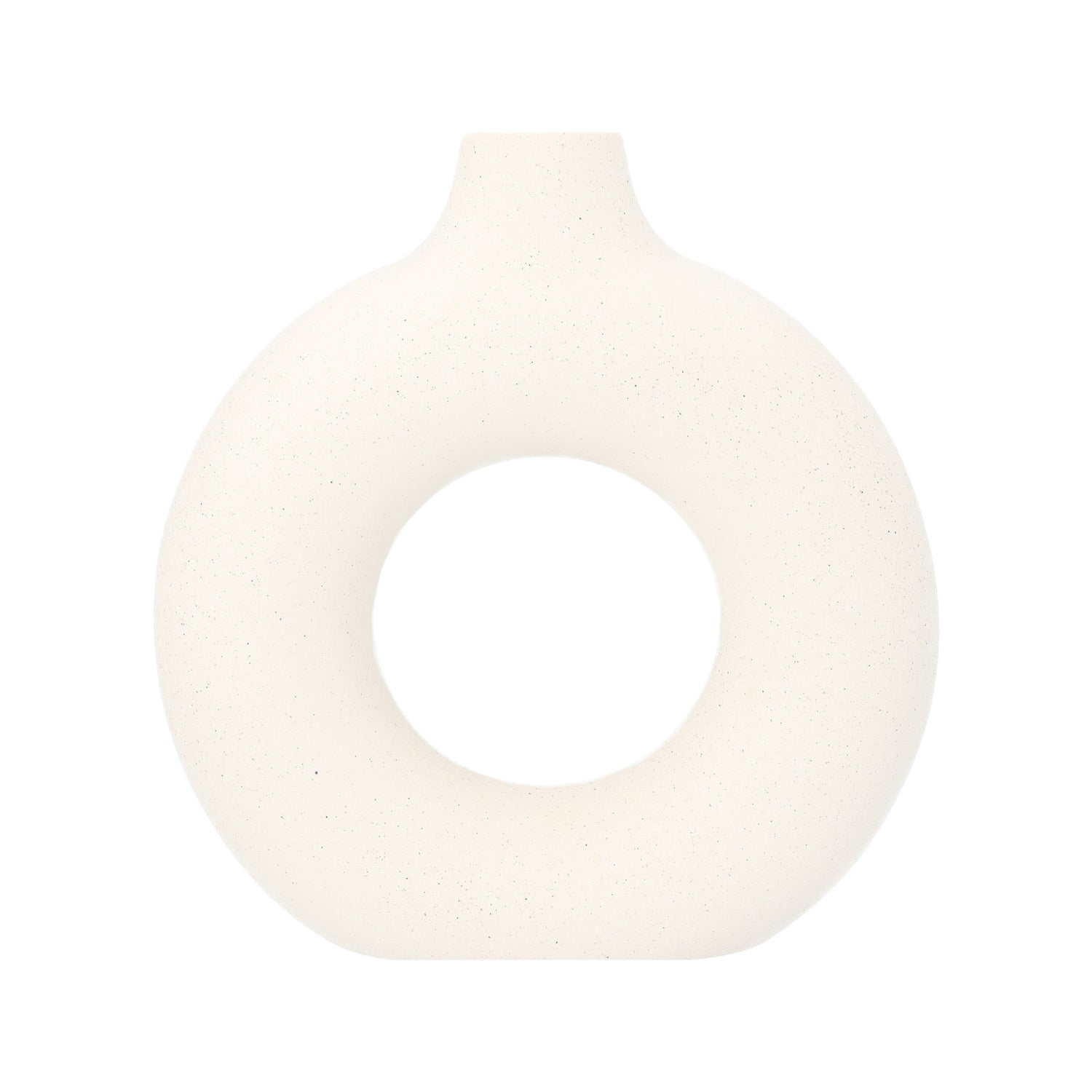 QUVIO Vaas rond met gat in het midden - 19 cm - Keramiek - Wit