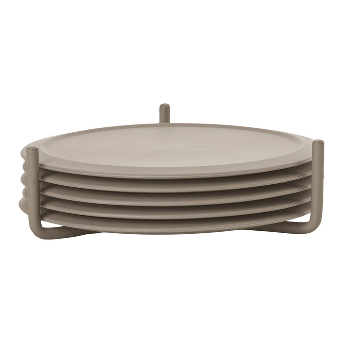 Zone Denmark Singles Onderzetters 6 st. met Houder - Taupe