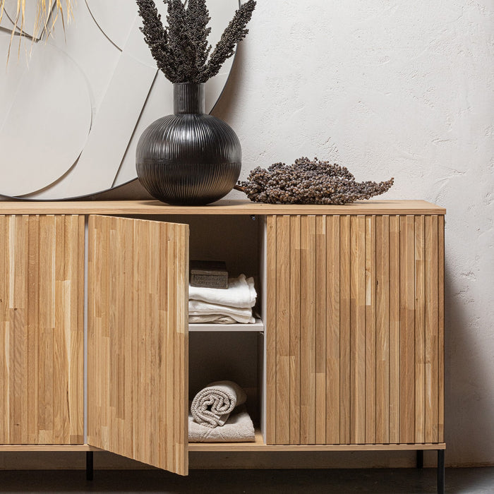 WOOOD New Gravure Dressoir B 200 cm - Eiken - Naturel