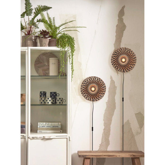 GOOD&MOJO Kalimantan Wandlamp Rond - Ø30cm  - Zwart / Bamboe