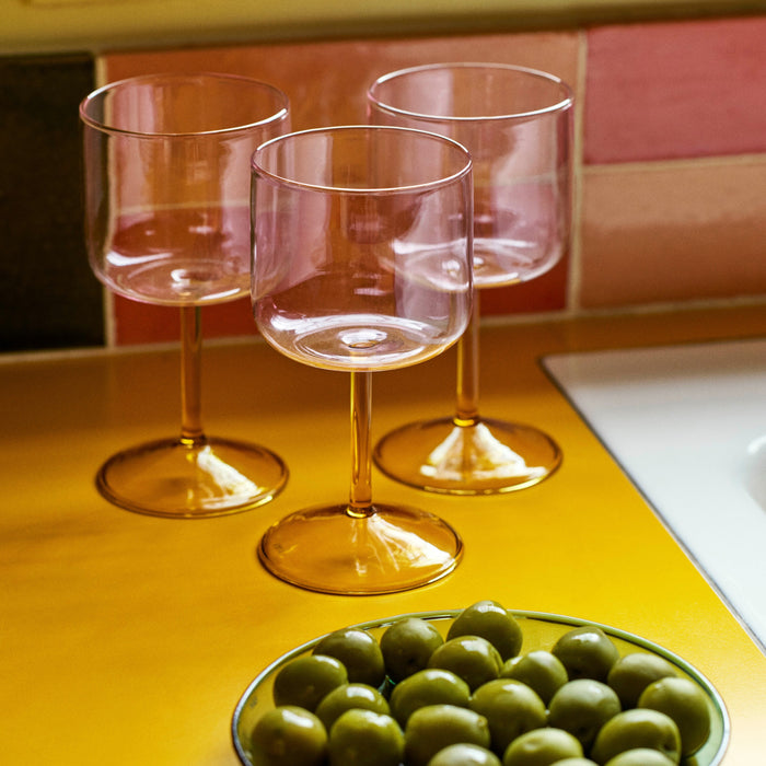 HAY Tint Wijnglazen 2 st. - 0,25 L - Roze/Geel