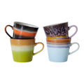 HKliving 70's Ceramics Cappuccinomok 0,33 L - Set van 4 - Solid