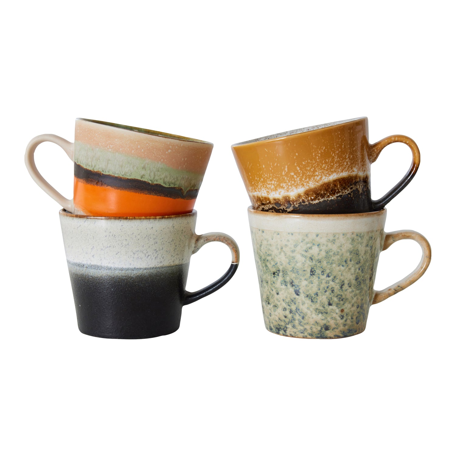 HKliving 70's Ceramics Cappuccinomok 0,33 L - Set van 4 - Verve