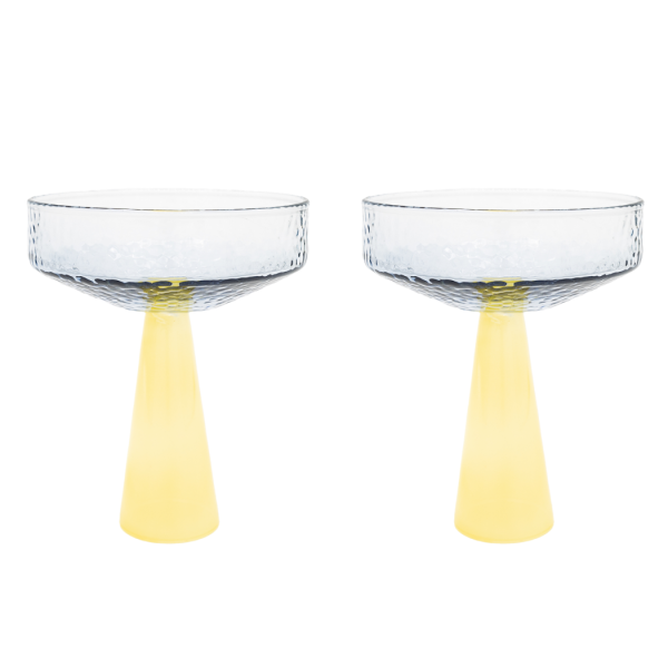 Brût Homeware, Coupe Claude, licht blauw | geel topaas, set van 2