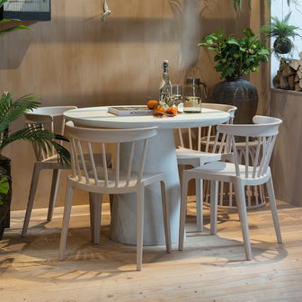 WOOOD Eettafel Damon Ø 100 cm - Betonlook Wit