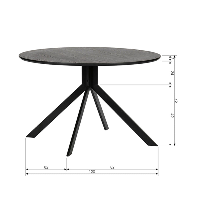 WOOOD Bruno Eettafel - Ø 120 cm - Zwart