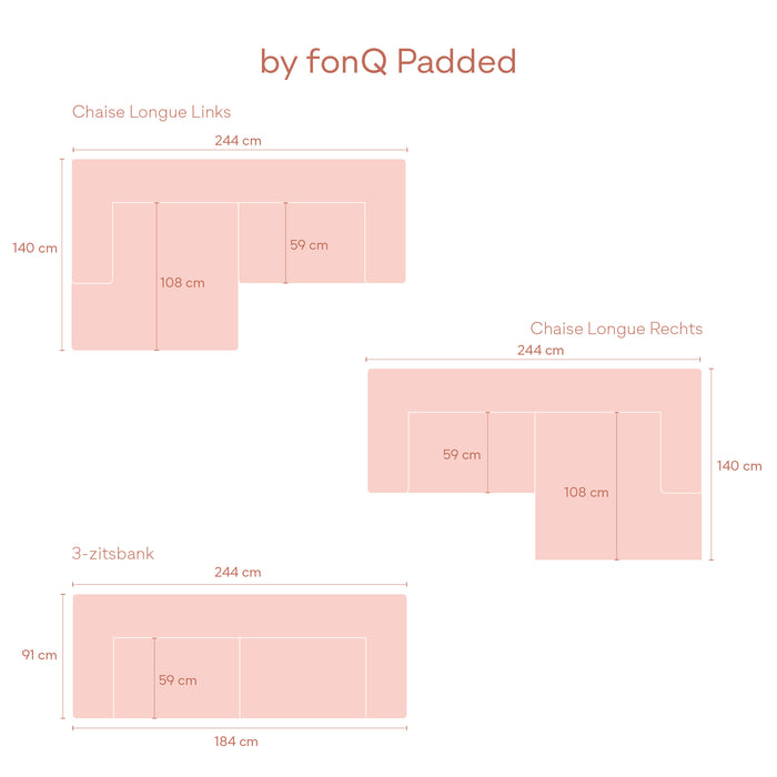 by fonQ Padded 3-zitsbank - Beige