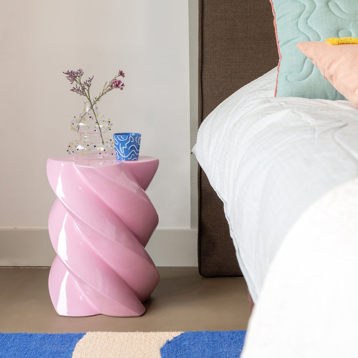 &k amsterdam Pillar Marshmallow Bijzettafel H 40 cm - Candy Pink