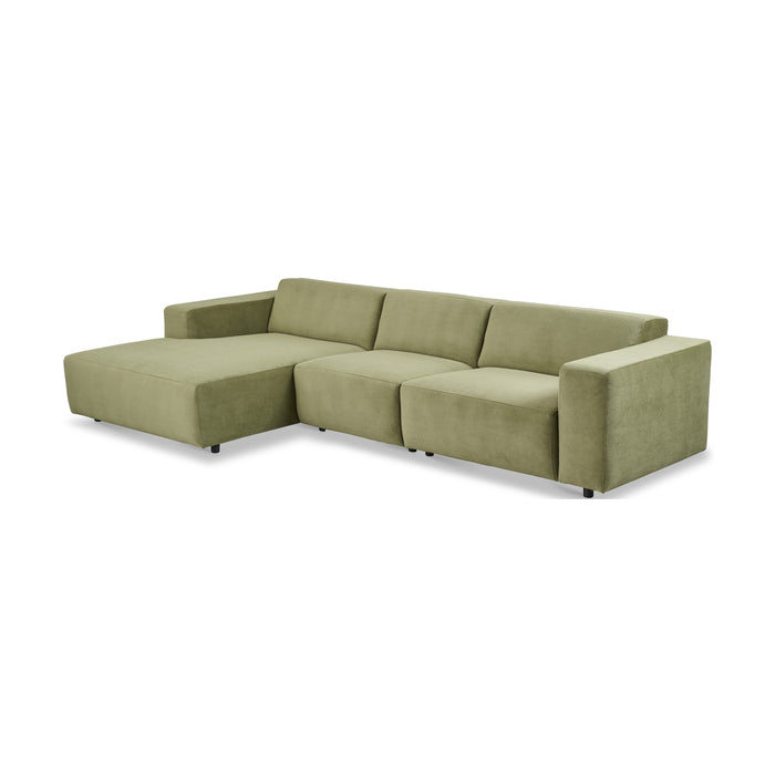 by fonQ Nova Hoekbank met Chaise Longue Links - Rib - Groen