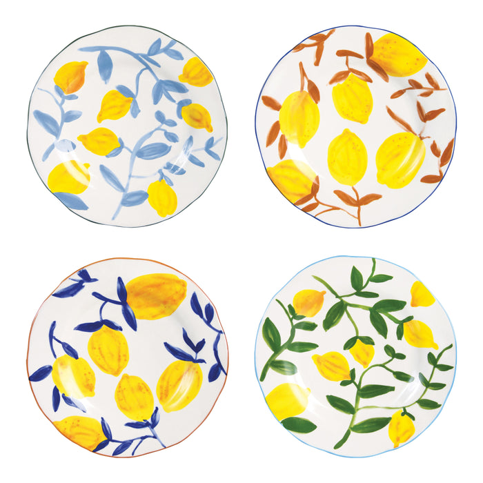 &k amsterdam Lemon Twig Bord Ø 22 cm - Set van 4
