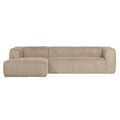 WOOOD Bean Hoekbank met Chaise Longue Links - Rib - Travertin