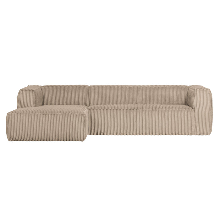 WOOOD Bean Hoekbank met Chaise Longue Links - Rib - Travertin