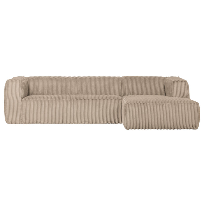 WOOOD Bean Hoekbank met Chaise Longue Rechts - Rib - Travertin