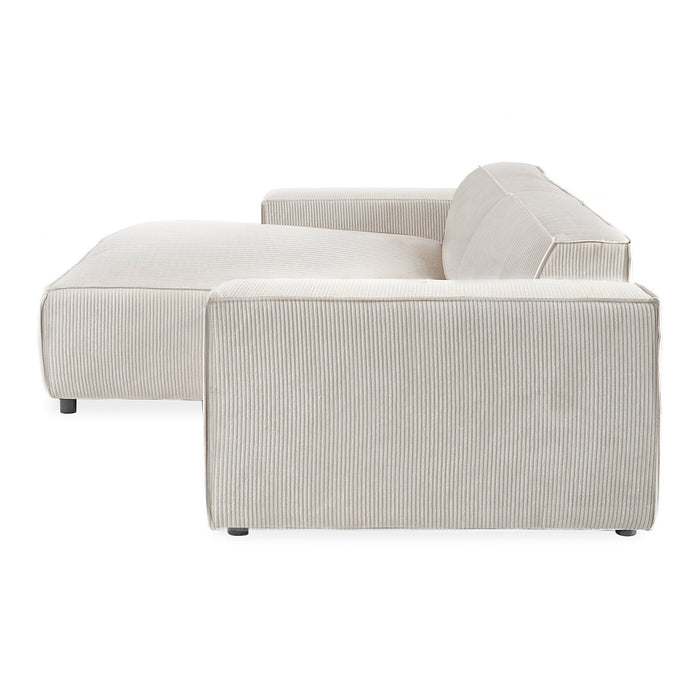 by fonQ Chunky Hoekbank met Chaise Longue Links - Rib - Latte