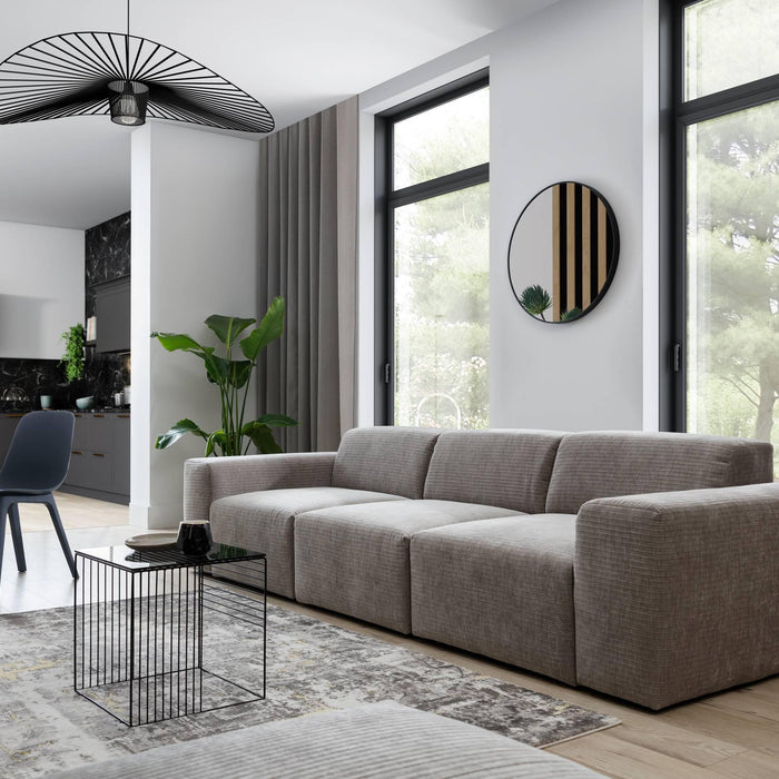 NADUVI Collection Nina 3-zitsbank - Ribstof - Lichtgrijs