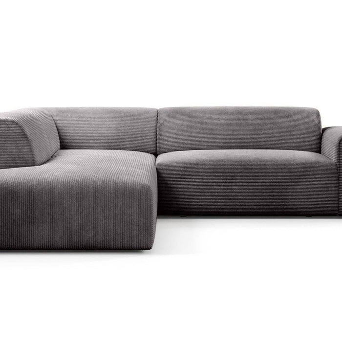 NADUVI Collection Nina Big Hoekbank Links - Ribstof - Grijs