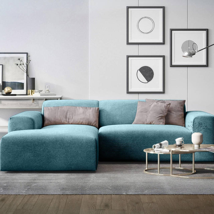 NADUVI Collection Nina Hoekbank Links - Ribstof - Turquoise