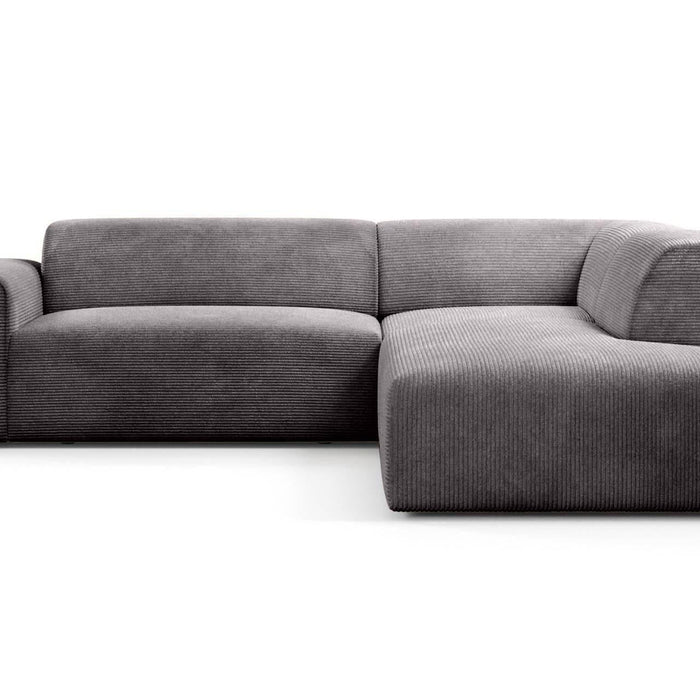 NADUVI Collection Nina Big Hoekbank Rechts - Ribstof - Grijs
