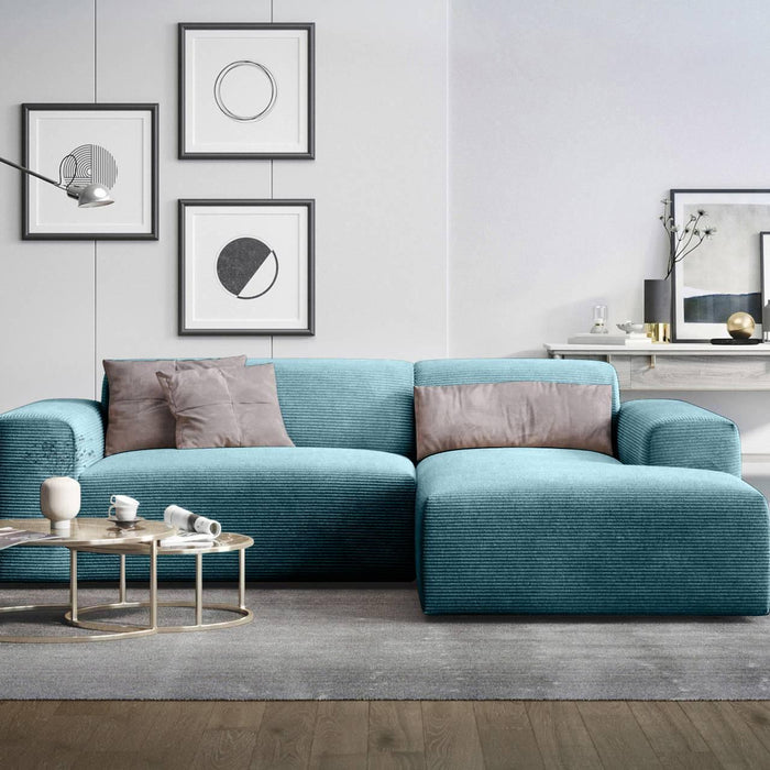 NADUVI Collection Nina Hoekbank Rechts - Ribstof - Turquoise