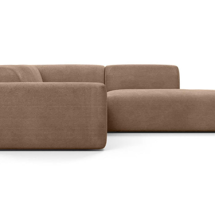 NADUVI Collection Nina Big Hoekbank Rechts - Ribstof - Hazelnootbruin