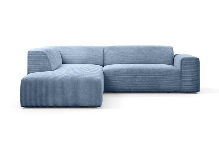 NADUVI Collection Nina Big Hoekbank Links - Ribstof - Lichtblauw