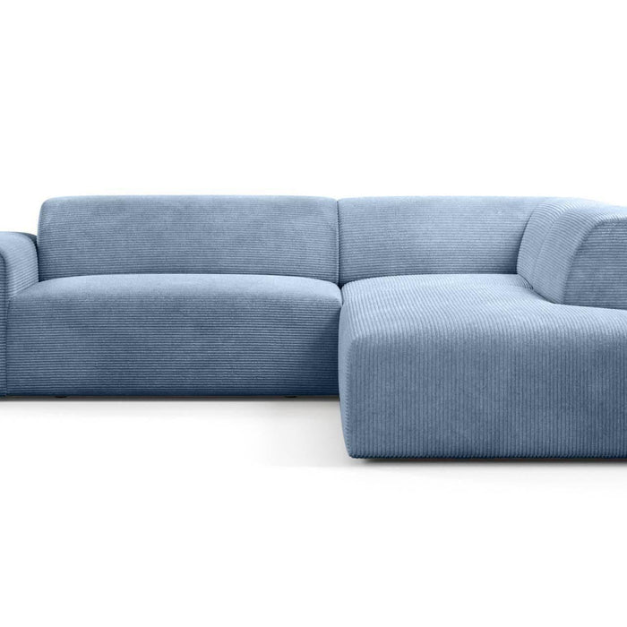 NADUVI Collection Nina Big Hoekbank Rechts - Ribstof - Lichtblauw