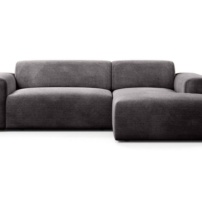 NADUVI Collection Nina Hoekbank Rechts - Ribstof - Donkergrijs