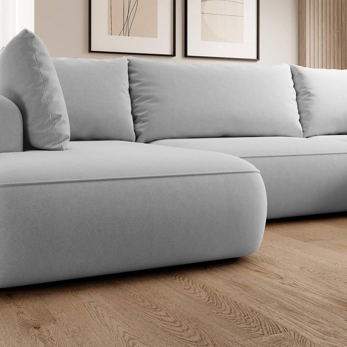 NADUVI Collection Philipa U-bank Links met Slaapfunctie - Velvet - Grijs