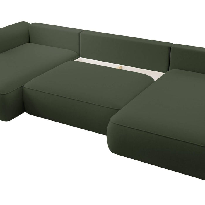 NADUVI Collection Philipa U-bank Rechts met Slaapfunctie - Velvet - Donkergroen