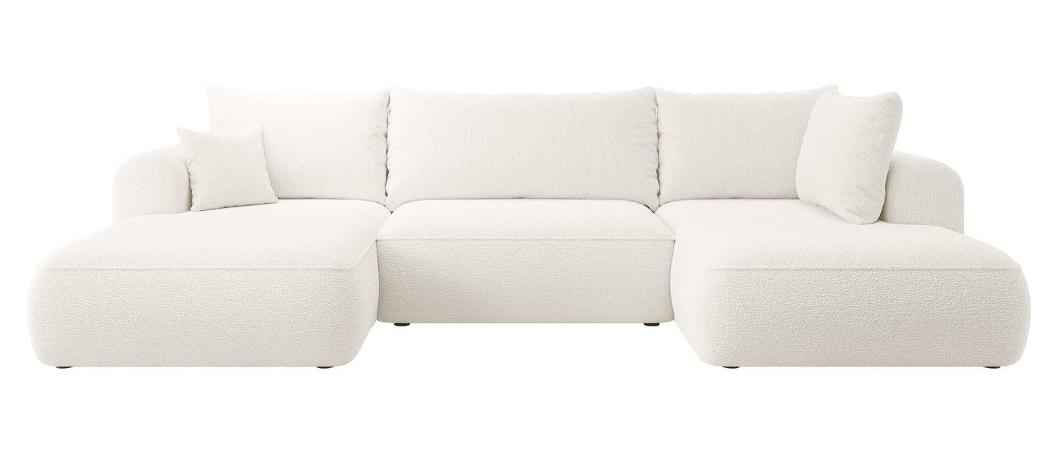 NADUVI Collection Philipa U-bank Rechts met Slaapfunctie - Bouclé - Crème